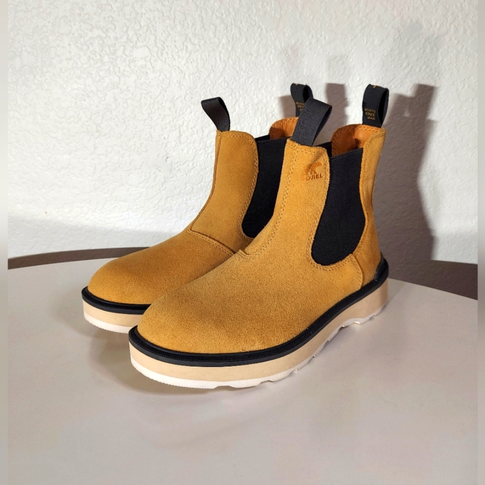 Sorel High-Line Geo Yellow/Jet Casual Leather Chealsea Boot Women's Size 8.5 NWT